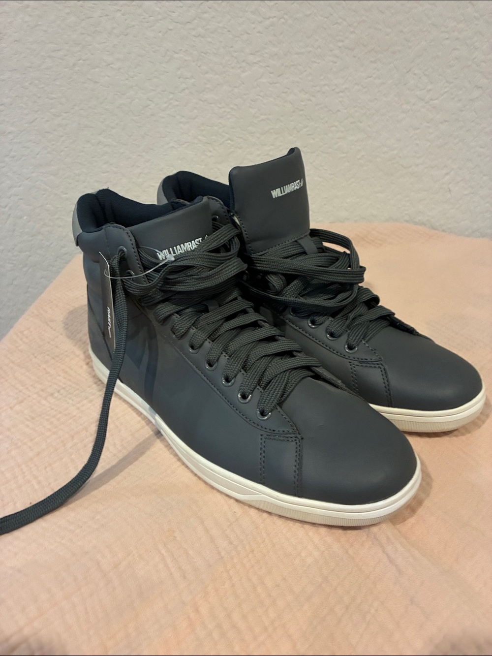 William Rast Black High-Top Sneakers with White Sole